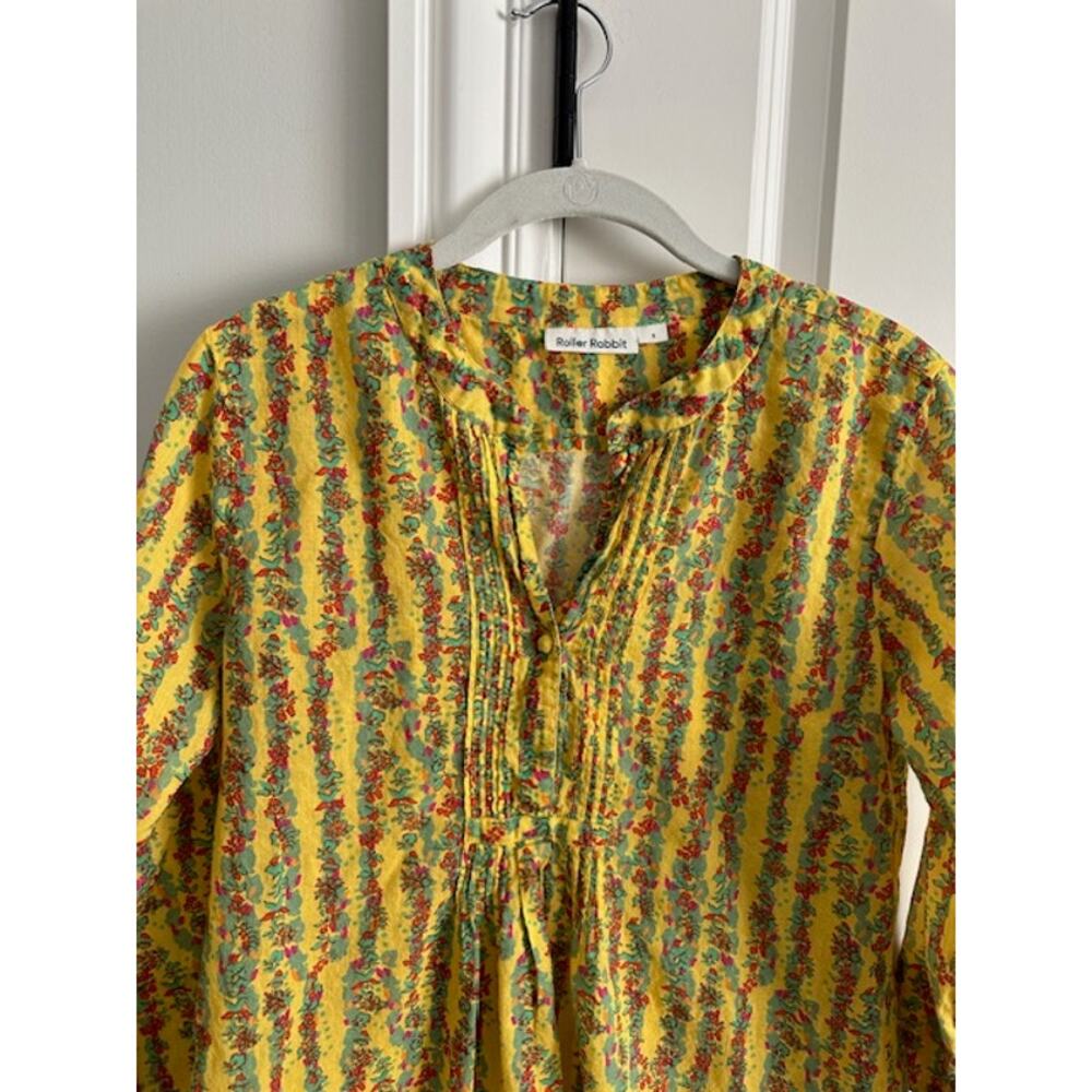 Roller Rabbit Rhody Stripe Arles Tunic  Size: Small Color: Yellow Floral Print - Picture 5 of 8